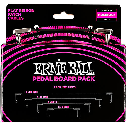 Ernie Ball Flat Ribbon Patch Cables Pedalboard Multipack Black - musicians--Friend