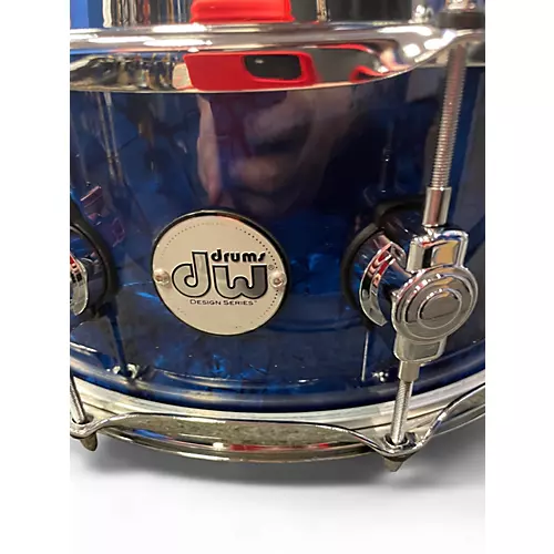 Used DW 6X14 Design Series Snare Blue Pearl Sparkle Drum Blue Pearl Sparkle 13