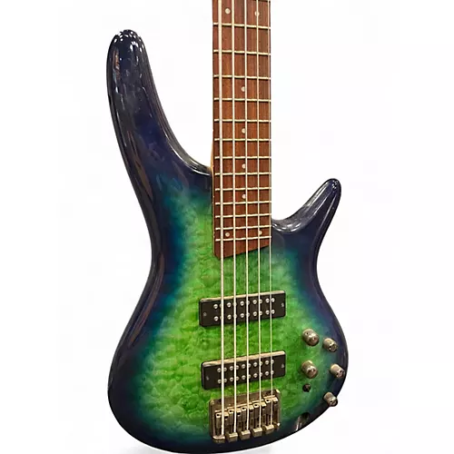 Used Ibanez SR405 5 String GREEN BURST Electric Bass Guitar GREEN BURST