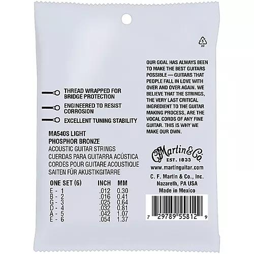 Martin MA540S Marquis Phosphor Bronze Light Authentic Silked Acoustic Guitar Strings