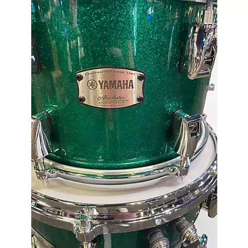 Used Yamaha 4 Piece Absolute HYBRID JADE GREEN SPARKLE Drum Kit JADE GREEN SPARKLE