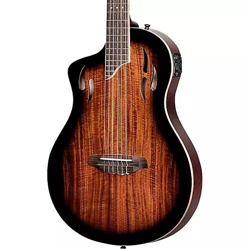 Ortega TourPlayer Deluxe Left-Handed Nylon-String Acoustic-Electric Guitar Tobacco Burst