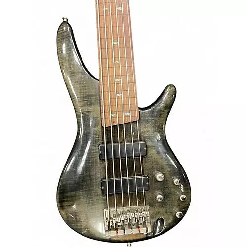 Used Ibanez SR706 6 String Trans Black Electric Bass Guitar Trans Black