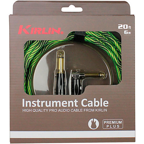 Kirlin IWB Black/Green Woven Instrument Cable 1/4