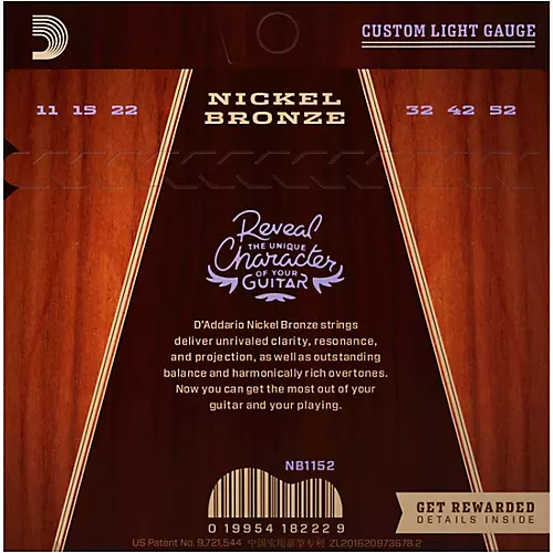 D'Addario NB1152 Nickel Bronze Custom Light Acoustic Strings