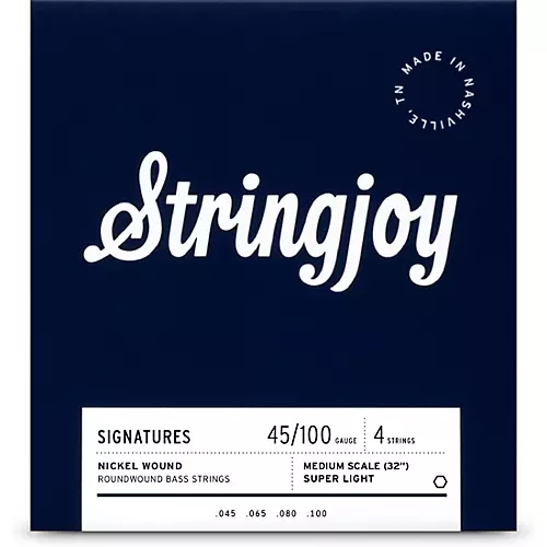 Stringjoy Signatures 4 String Medium Scale Nickel Wound Bass Guitar Strings 45 - 105