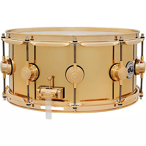 DW Collector's Series Polished Brass Snare with Gold Hardware 14 x 6.5 in.