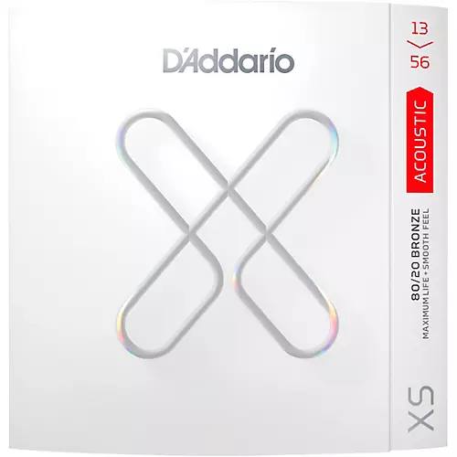 D'Addario XS Acoustic 80/20 Bronze Coated Guitar Strings Light Top/Medium Bottom (12-56)