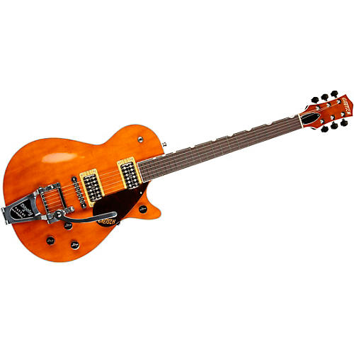 Gretsch Guitars G6128T-PE Players Edition Duo Jet Black With Bigsby Electric Guitar Round-Up Orange