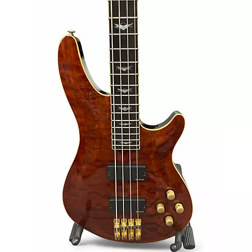 Used Schecter Guitar Research Diamond Series Elite 4 Trans Amber Electric Bass Guitar Trans Amber