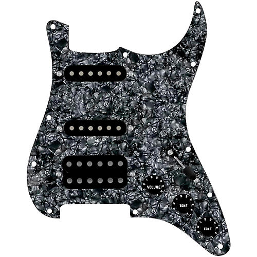920D Custom HSS Loaded Pickguard for Strat With Uncovered Cool Kids Humbucker, Black Texas Grit Pickups & Black Knobs Black