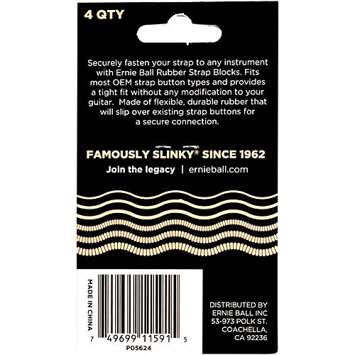 Ernie Ball Rubber Strap Block Gray