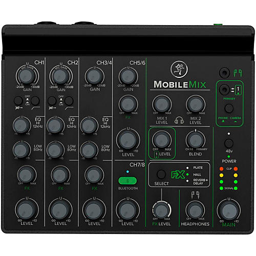 Mackie MobileMix 8-Channel USB-Powerable Mixer With Pair of Thrash212 GO Speakers, Roadrunner Bags, e835 Microphones, Stands, and Cables