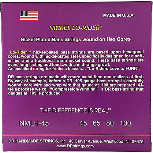 DR Strings Nickel Medium Light Lo-Riders 4-String Bass Strings