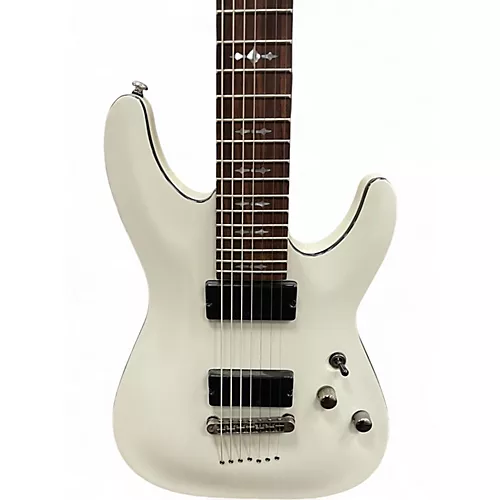 Used Schecter Guitar Research Demon 7 String White Solid Body Electric Guitar White