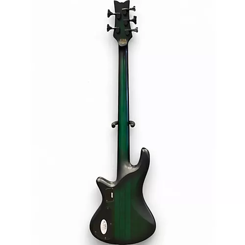 Used Schecter Guitar Research Stiletto Studio 5 String Green Electric Bass Guitar Green