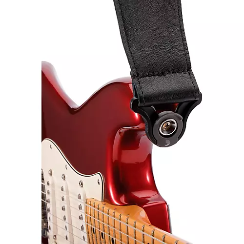 D'Addario Comfort Leather Auto Lock Guitar Strap Black 3 in.