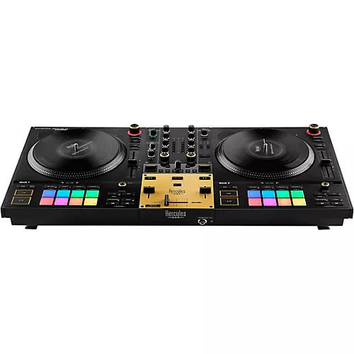 Hercules DJ DJControl Inpulse T7 Premium Edition 2-Channel Motorized DJ Controller With Premium Fader Module and Travel Bag Gold