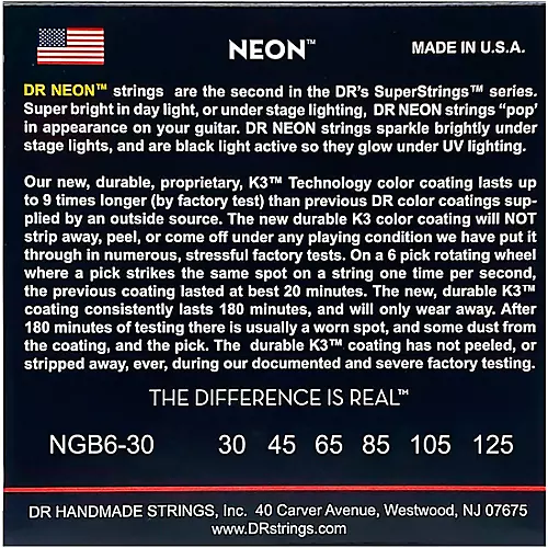 DR Strings NEON Hi-Def Green Bass SuperStrings Medium 6-String