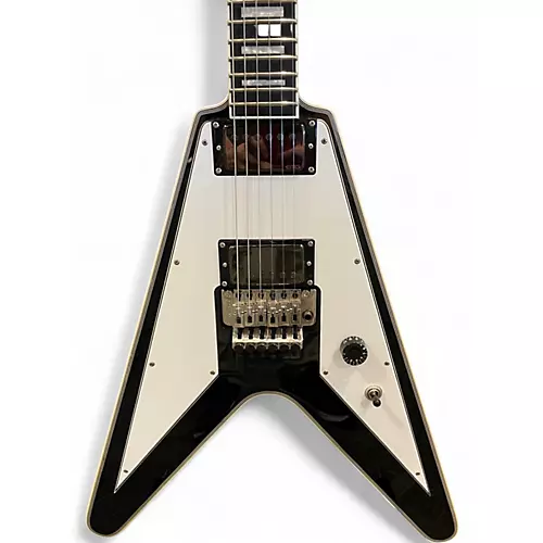 Used 2017 Epiphone Richie Faulkner Signature Series Flying V Black and White Solid Body Electric Guitar Black and White