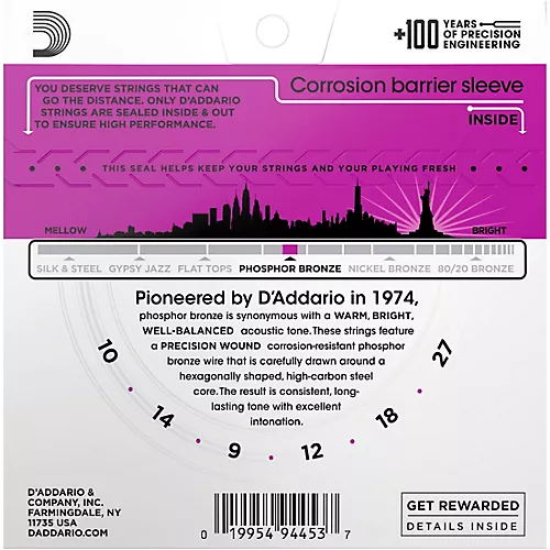 D'Addario EJ38H High Strung/Nashville Tuning 10-27 Acoustic Guitar Strings
