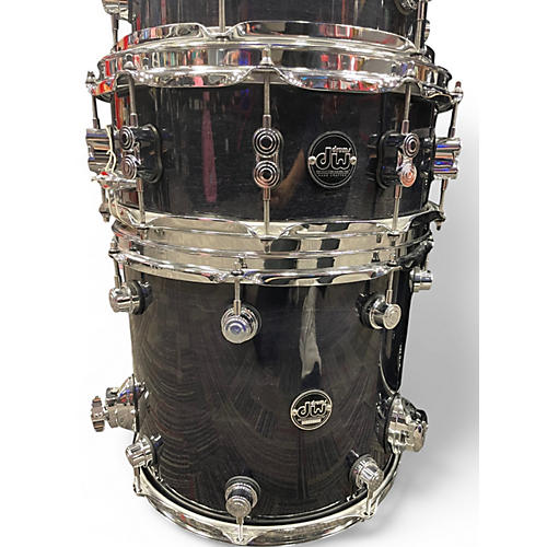 Used DW 6 Piece Performance Series Ebony Stain Lacquer Drum Kit Ebony Stain Lacquer