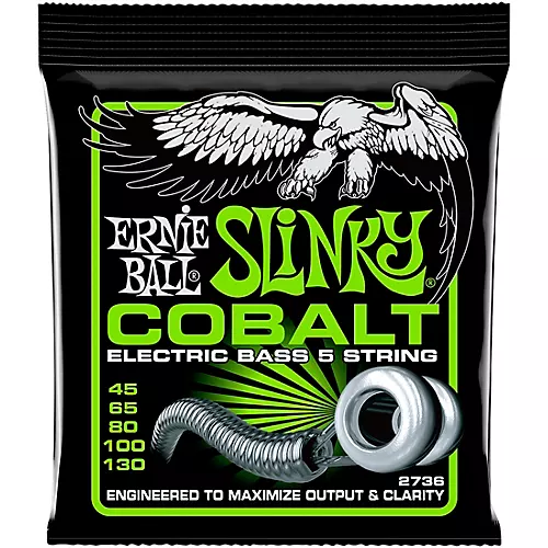 Ernie Ball 2736 Cobalt Regular Slinky 5-String Electric Bass Strings 3 Pack