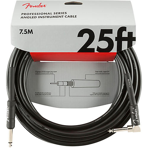 Fender Professional Series Straight to Angle Instrument Cable 25 ft. Black