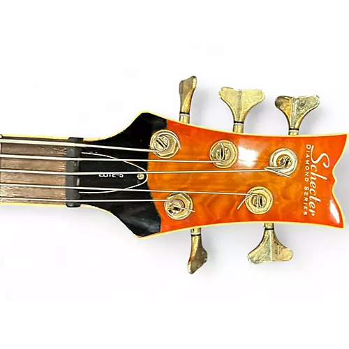 Used Schecter Guitar Research Stiletto Elite 5 String Quilted Orange Electric Bass Guitar Quilted Orange