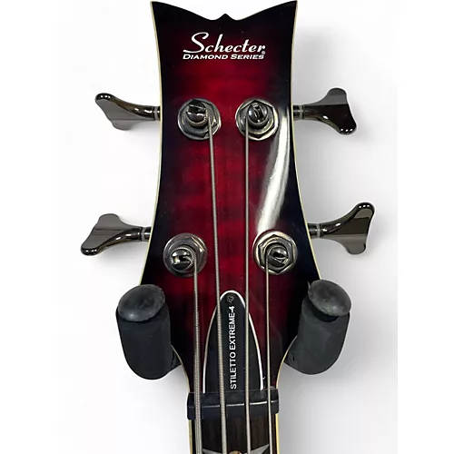 Used Schecter Guitar Research Stiletto Extreme 4 String Trans Red Electric Bass Guitar Trans Red