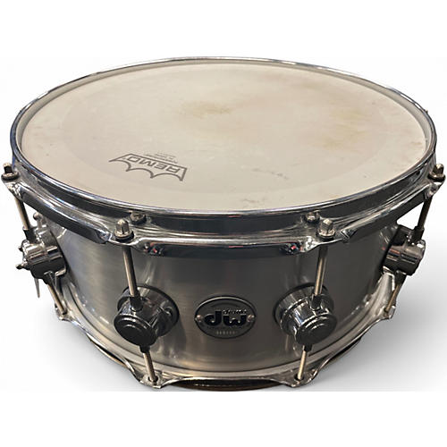 Used DW 6.5X14 Collector's Series Aluminum Snare Metallic Silver Drum Metallic Silver 15