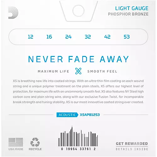 D'Addario XS Acoustic Phosphor Bronze Strings Light Plus (12.5 - 54)