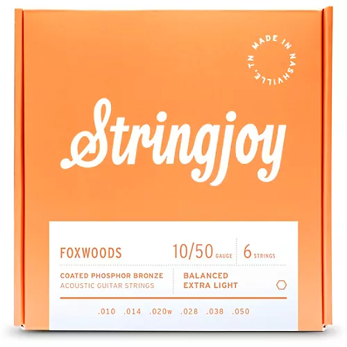 Stringjoy Foxwoods Coated Phosphor Bronze Acoustic Guitar Strings 13 - 56