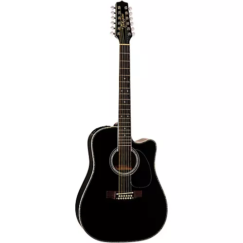 Takamine EF381DX 12-String Dreadnought Cutaway Acoustic-Electric Guitar Black