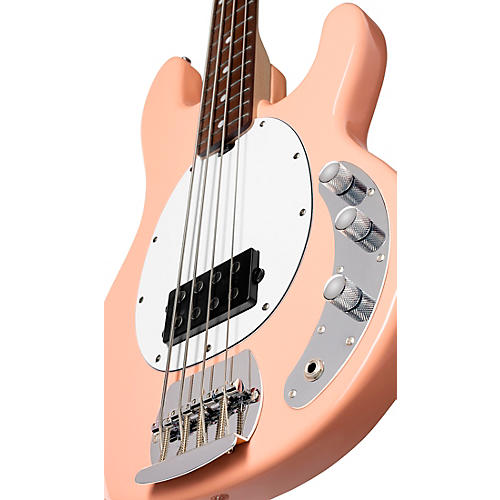 Sterling by Music Man StingRay Ray4 Electric Bass Guitar Pueblo Pink White Pickguard