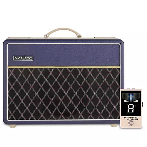 VOX AC10 Custom 10W 1x10 Limited-Edition Tube Guitar Combo Amp With KORG Pitchblack X Pedal Tuner Blue/Cream