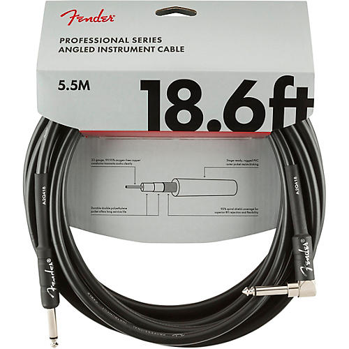 Fender Professional Series Straight to Angle Instrument Cable 25 ft. Black