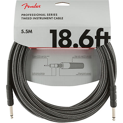 Fender Professional Series Straight to Straight Instrument Cable 15 ft. White Tweed