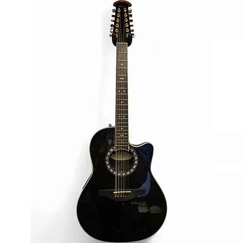 Used Ovation 1866 Legend Black 12 String Acoustic Electric Guitar Black