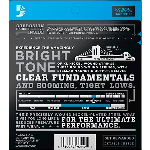 D'Addario XL165-5 Electric 5-String Set Bass Guitar Strings