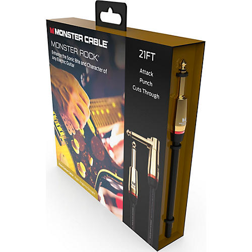 Monster Cable Prolink Rock Pro Audio Instrument Cable, Right Angle to Straight 21 ft. Black