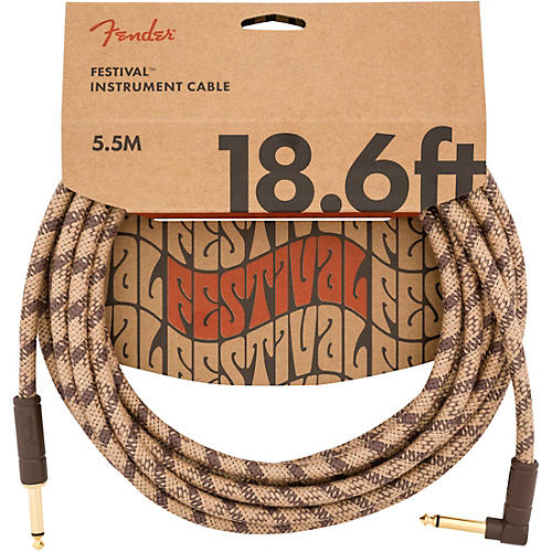 Fender Festival Pure Hemp Straight to Angle Instrument Cable 18.6 ft. Natural