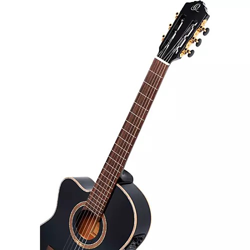 Ortega Performer Series RCE138-T4BK-L Thinline Acoustic Electric Nylon Guitar Black