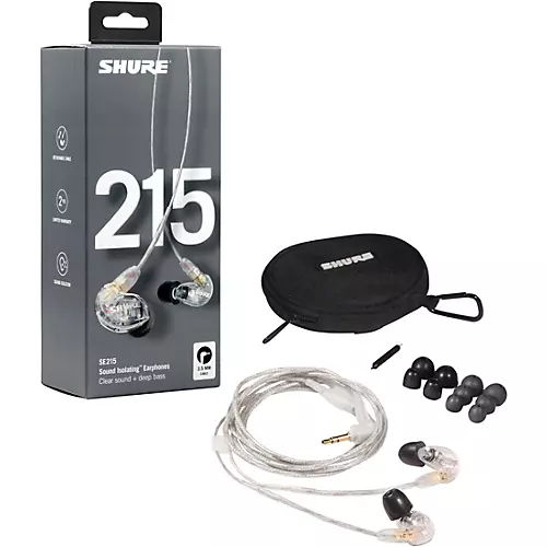 Shure MV7-K USB Microphone and SE215 Earphones Content Creator Bundle Clear