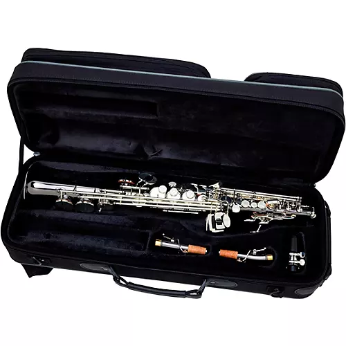 Allora ASPS-450 Vienna Series Straight Soprano Sax Black Nickel Body Silver Keys