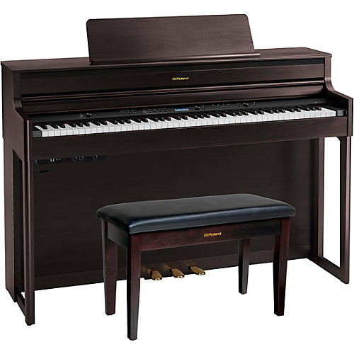 Roland HP704 Digital Upright Piano With Bench Polished Ebony