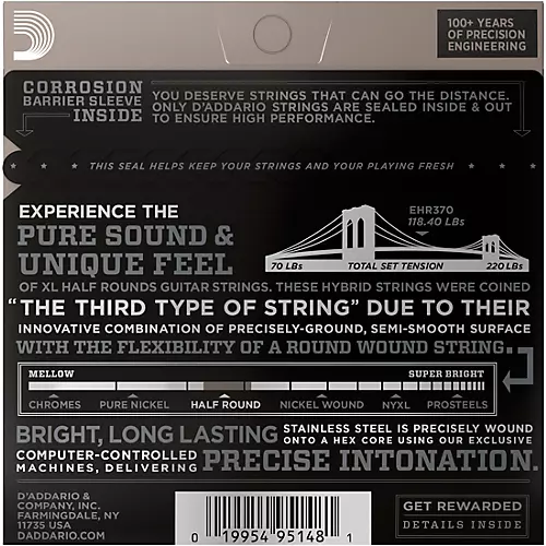 D'Addario EHR370 Guitar Strings Half Rounds Medium