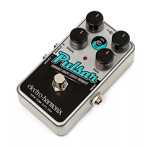 Electro-Harmonix Nano Pulsar Variable Shape Stereo Tremolo Effects Pedal Silver and Black