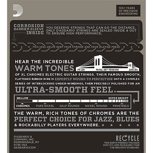 D'Addario ECG24-7 7-String Chrome Flat Wound Electric Guitar Strings