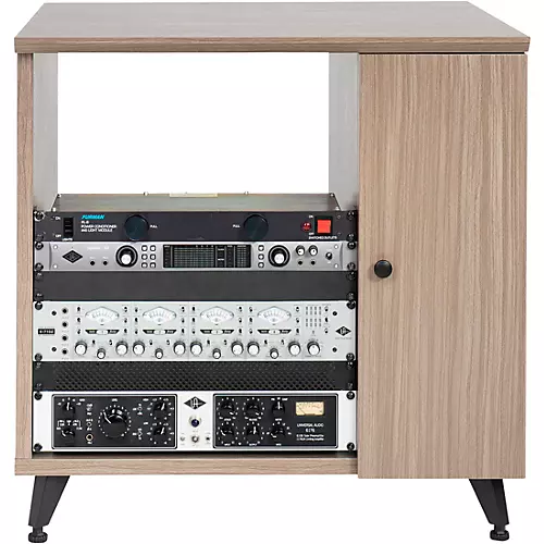 Gator GFW-ELITESIDECAR Elite Furniture Series Rolling Rack Sidecar Cabinet with Configurable Rack Space & Shelving Dark Walnut